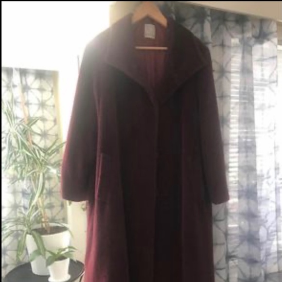 CINZIA ROCCA Womens' Burgundy Baby Llama Wool Long Coat Italy Size 12 - Picture 1 of 5